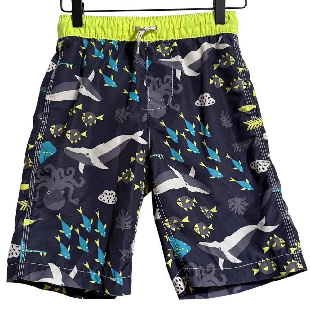 Gap Kids Boys Navy Blue Sea Creature Whale Swim Trunks Size L 10